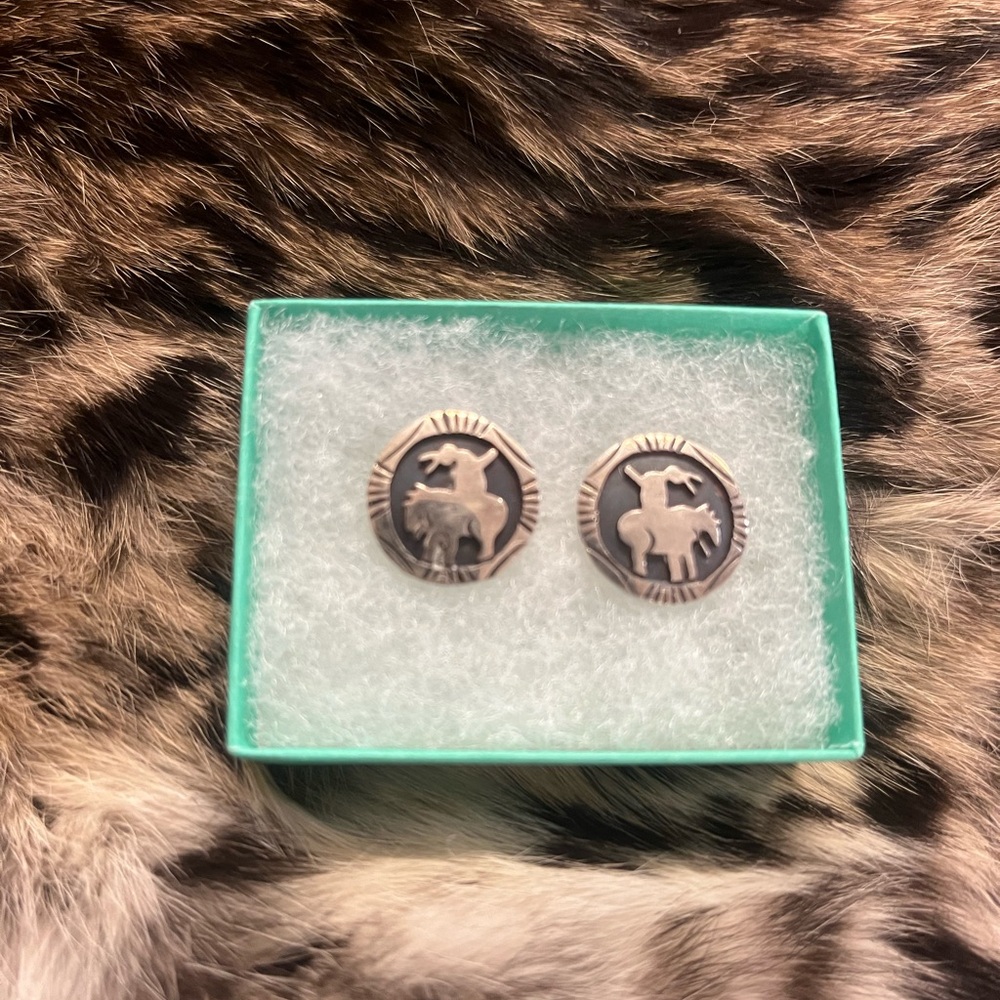 Silver Western Cowboy Earrings